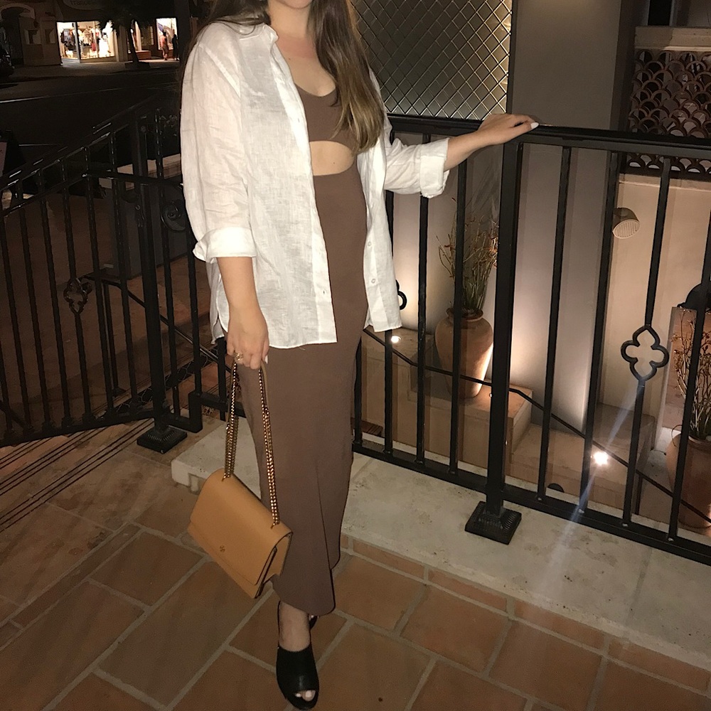 DISSH Knit Dress with Cutout in Brown